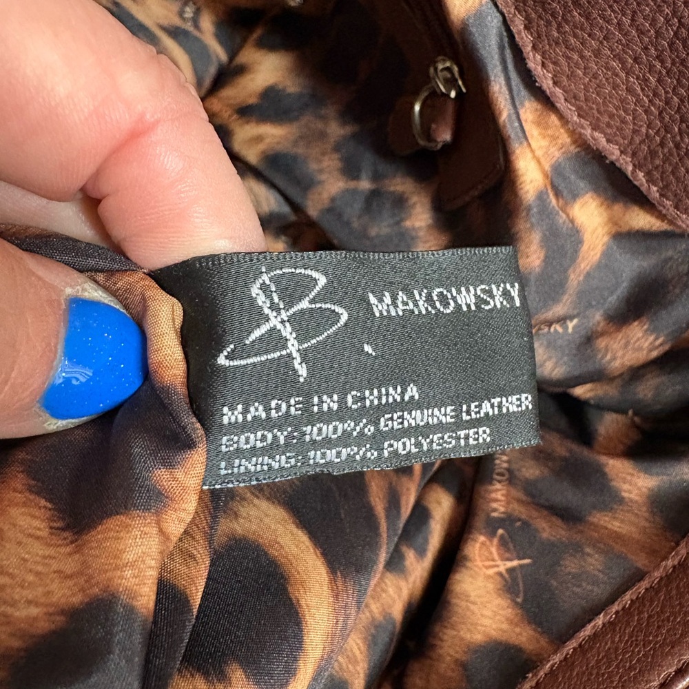 B. Makowsky genuine leather drawstring satchel / shoulder bag - Picture 7 of 7